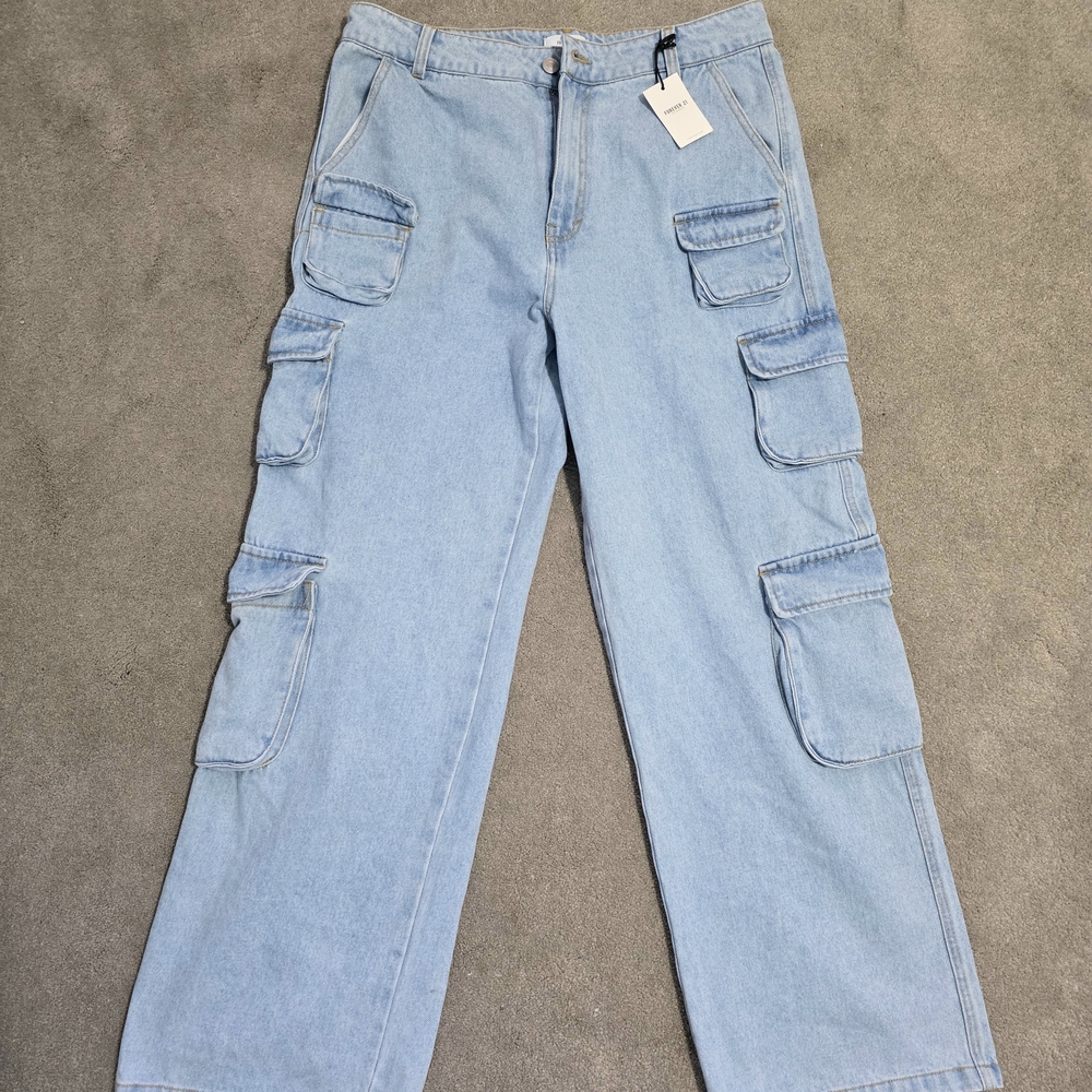 Forever 21 Light Blue Cargo Denim Pants